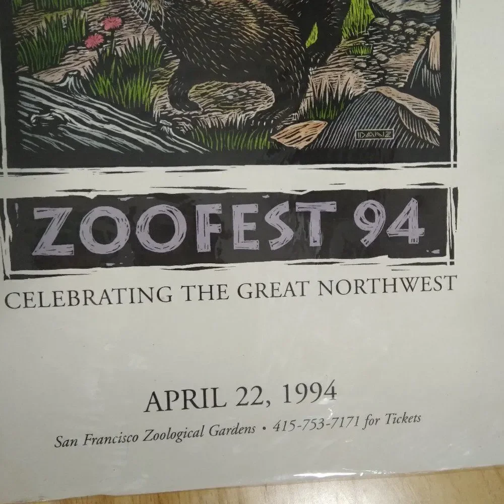 Vintage Zoofest 1994 Great Northwest Totem Pole Print Lithography Print Poster